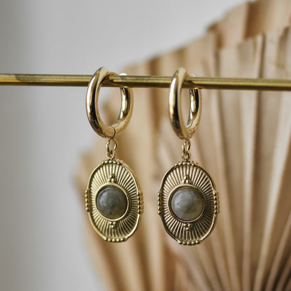 Goldene Labradorite Hoop Ohrringe