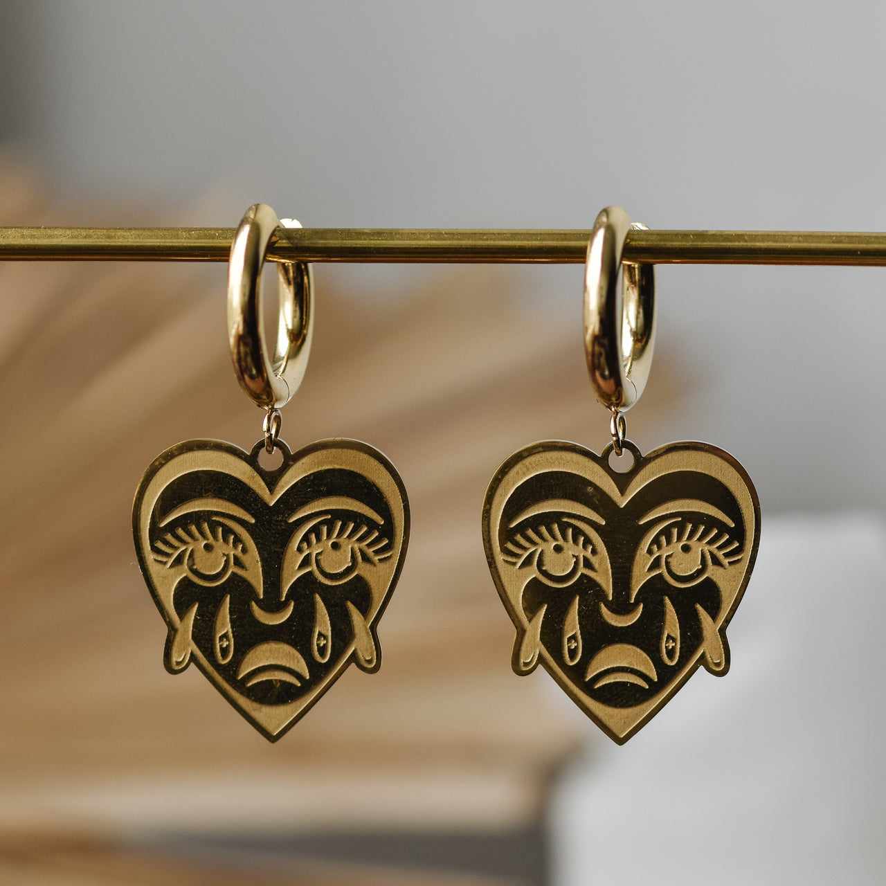 Crying Heart Earrings - Gold