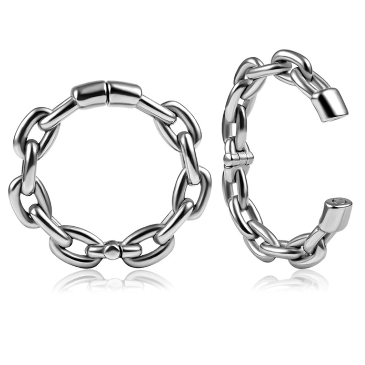 Silver Cable Chain Hoop Ear Weights