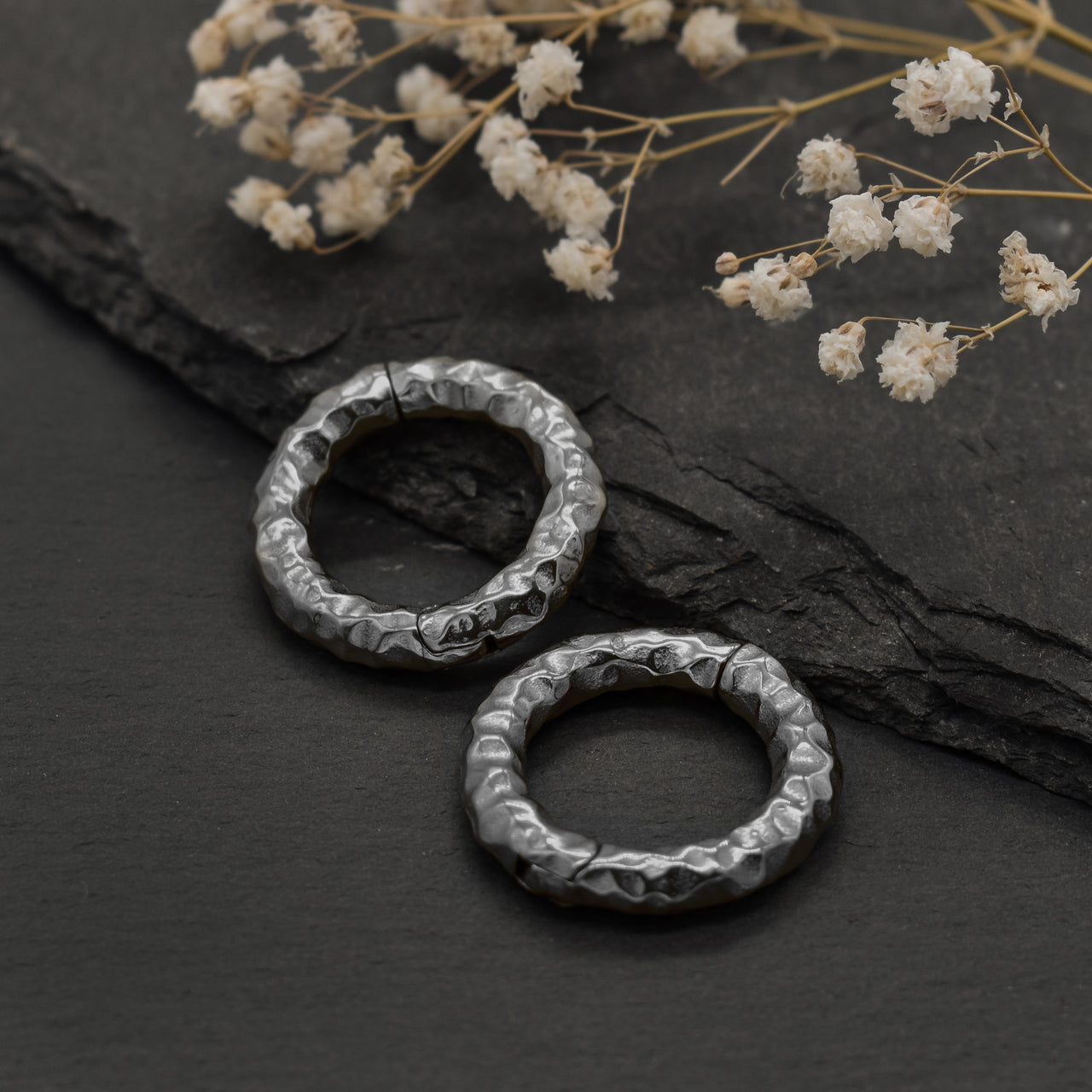 Silver Hammered Ring Ear Weights