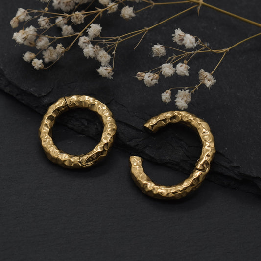 Golden Hammered Ring Ear Weights