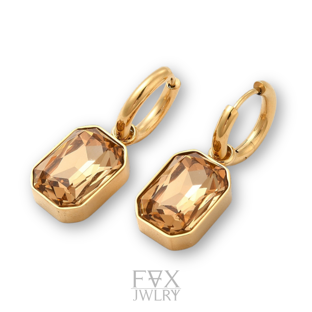 Goldene Cognac Kristall Ohrringe