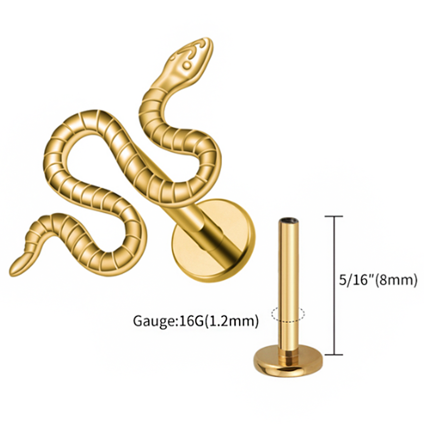 Golden Serpent Piercing Stud