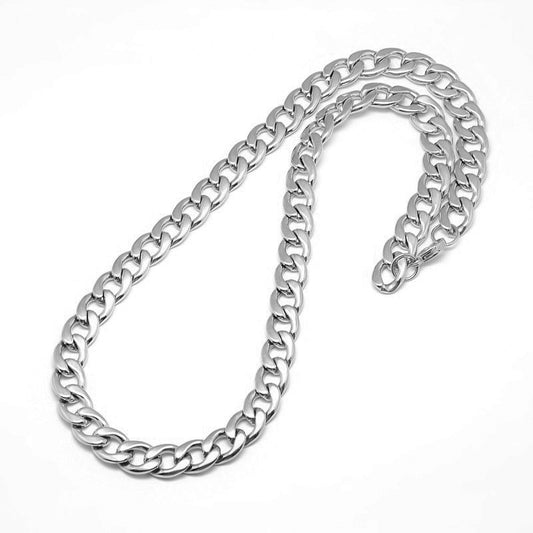 Silver Stainless Steel Chunky Chain Necklace