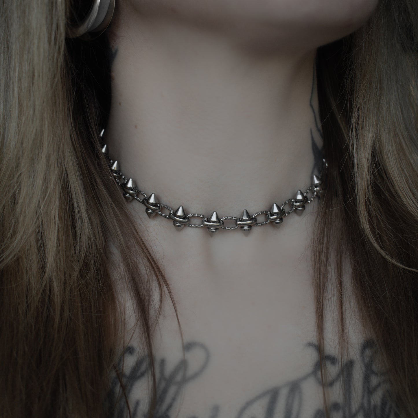 Silver Stud Chain Choker