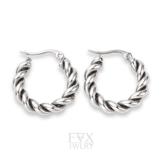 Silver Twisted Rope Hoop Earrings