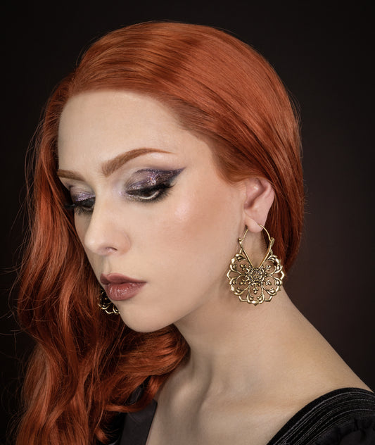 Goldene Florale Gotik Ohrringe