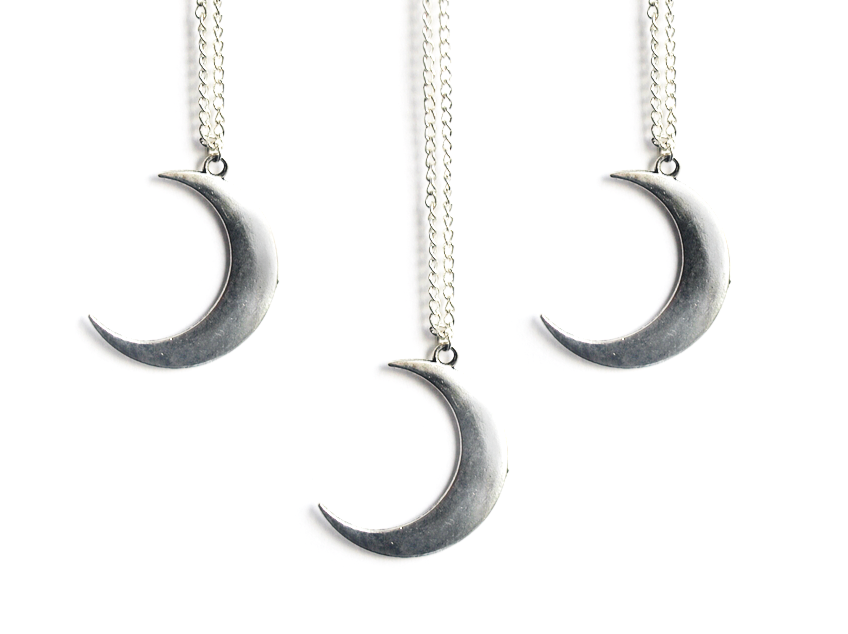 Silver Crescent Moon Necklace #N14 - Fux Jewellery