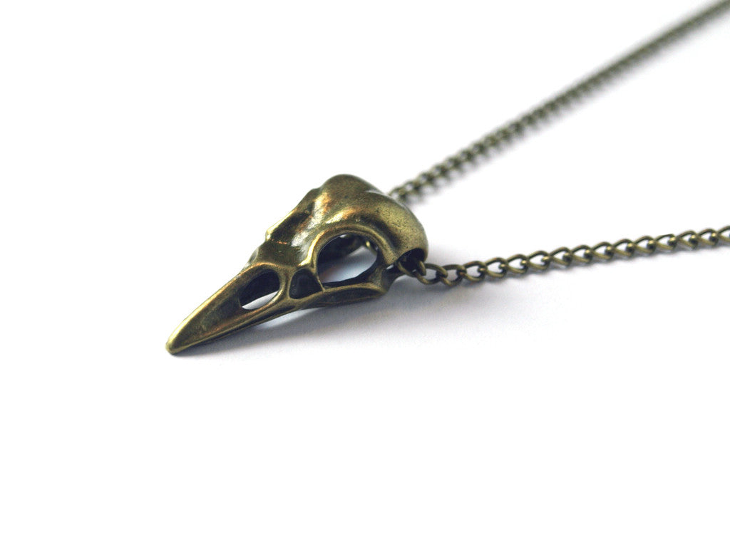 Bronze Raven Skull Necklace #N09 - Fux Jewellery