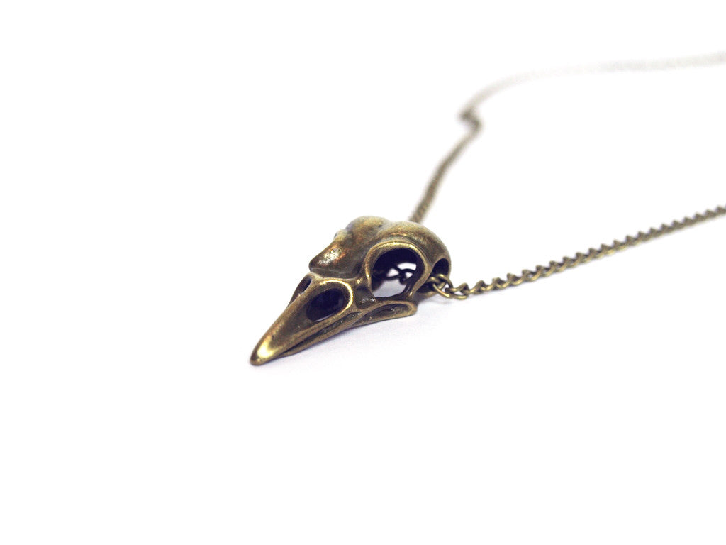 Bronze Raven Skull Necklace #N09 - Fux Jewellery