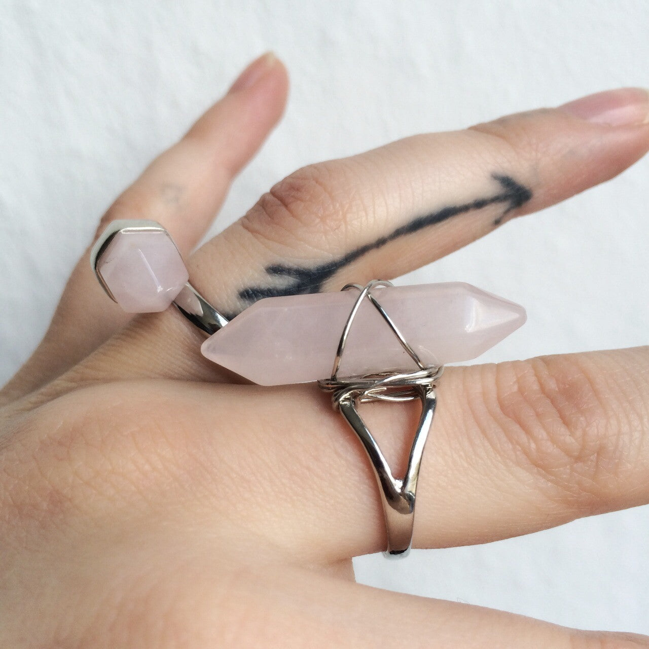 Rose Quarz Crystal Point Ring #R06 - Fux Jewellery