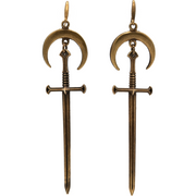 Bronze Moon & Sword Earrings #E07 - Fux Jewellery