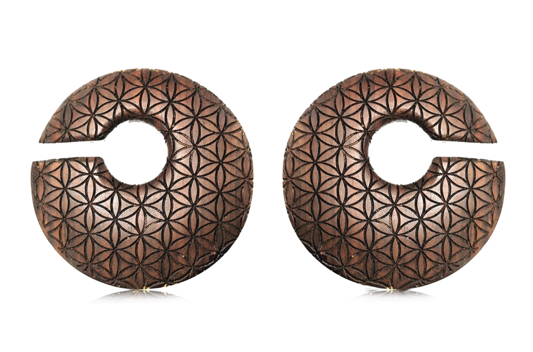 Wooden Flower of Life Ear Weights #WH04 - Fux Jewellery