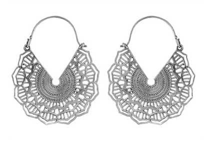 Silver Maya Hoops #BE35 - Fux Jewellery