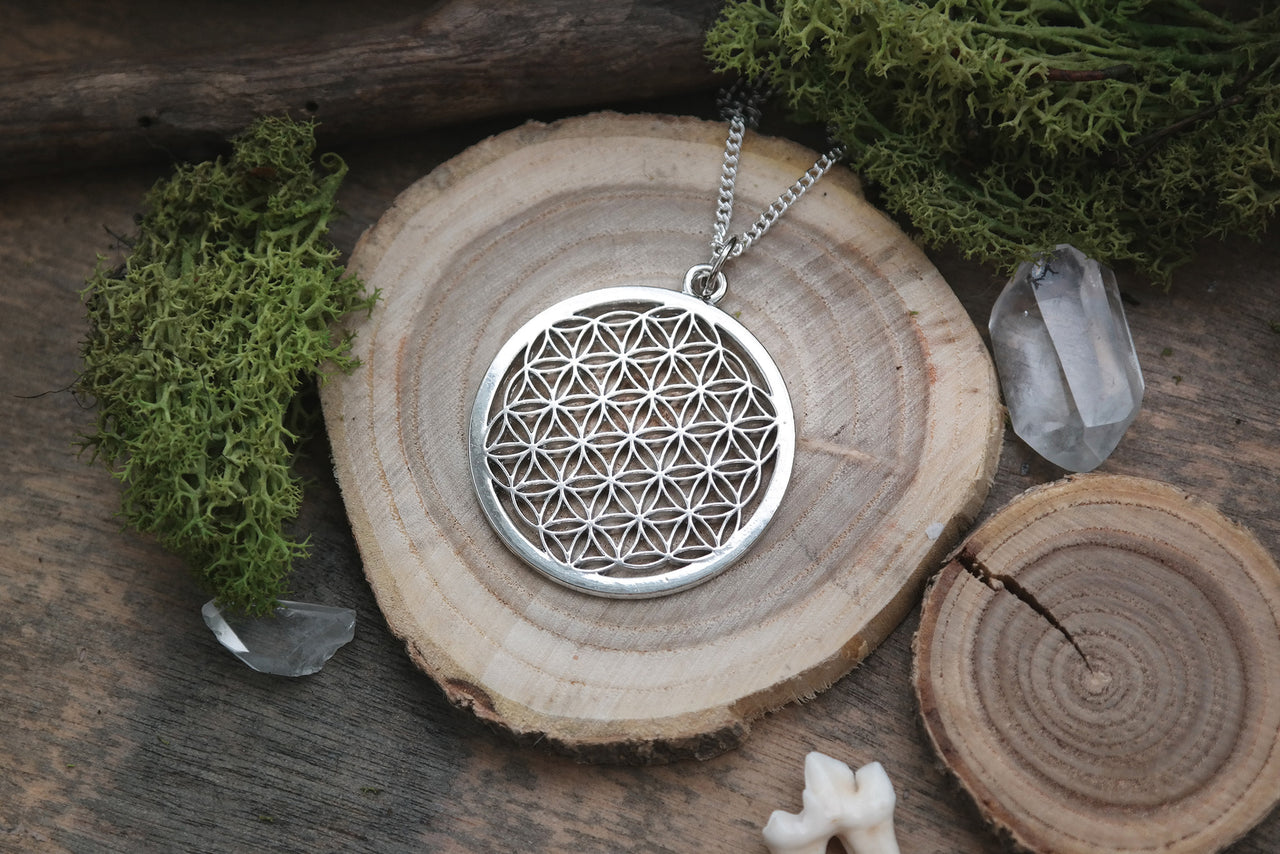 Silver Flower of Life Necklace #N53 - Fux Jewellery