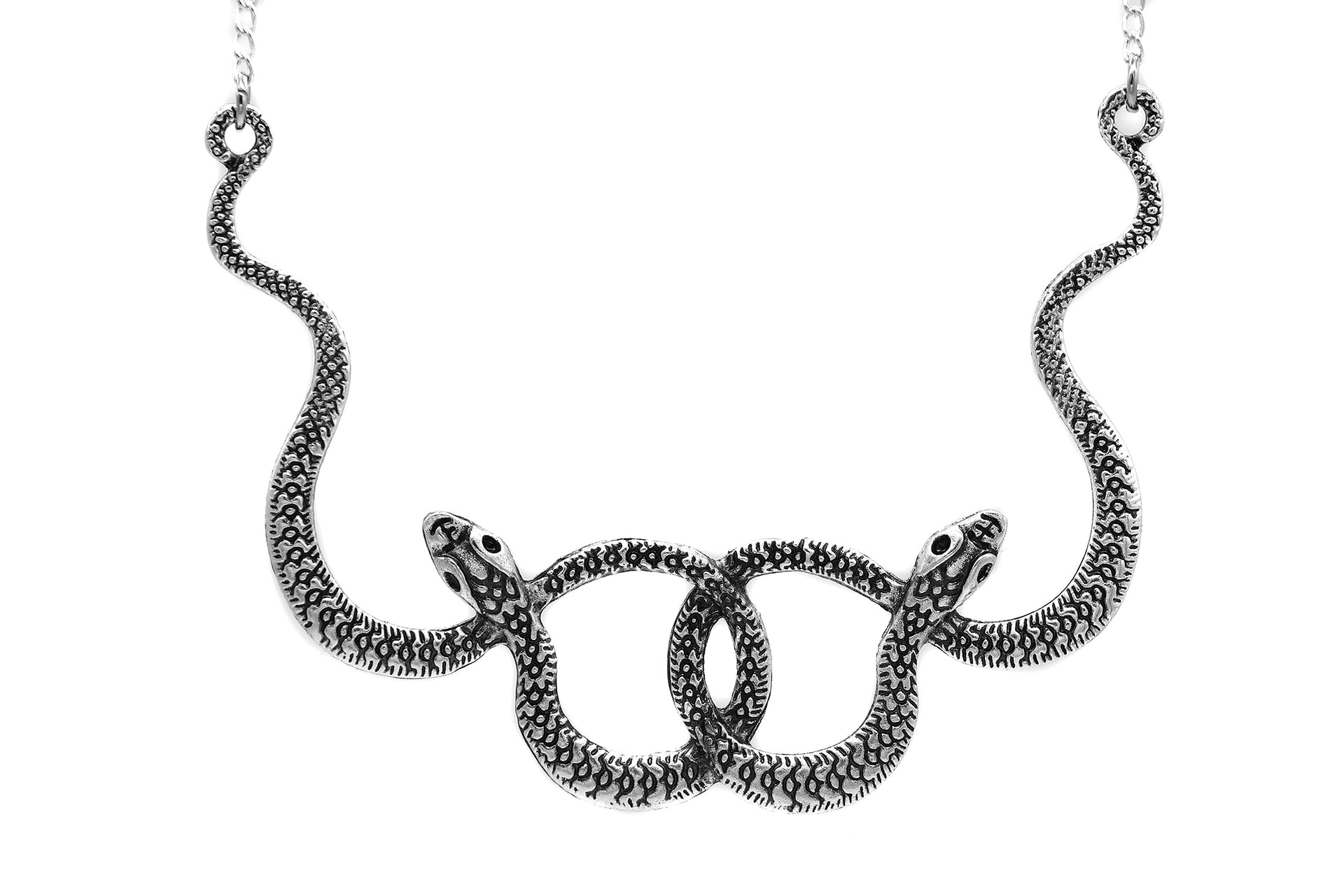 Silver Double Snake Necklace #N71 - Fux Jewellery