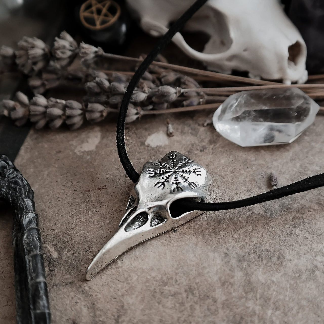 Helm of Awe Raven Skull Necklace #N77 - Fux Jewellery