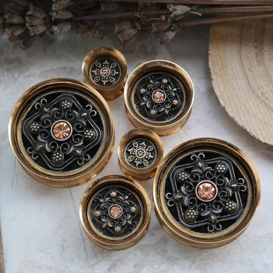 golden brass inlay Tunnel #781 - Fux Jewellery