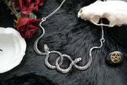 Silver Double Snake Necklace #N71 - Fux Jewellery