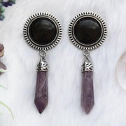 Amethyst Crystal Plugs - black #483-2 - Fux Jewellery