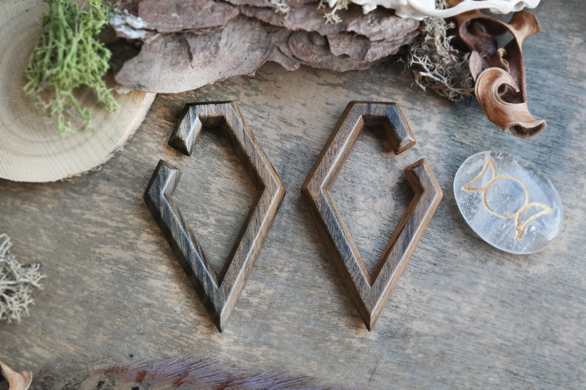 Geometric Wooden Ear Weights #WH06 - Fux Jewellery