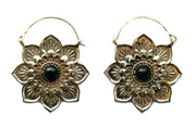 golden onyx Lotus Hoops #BE34 - Fux Jewellery