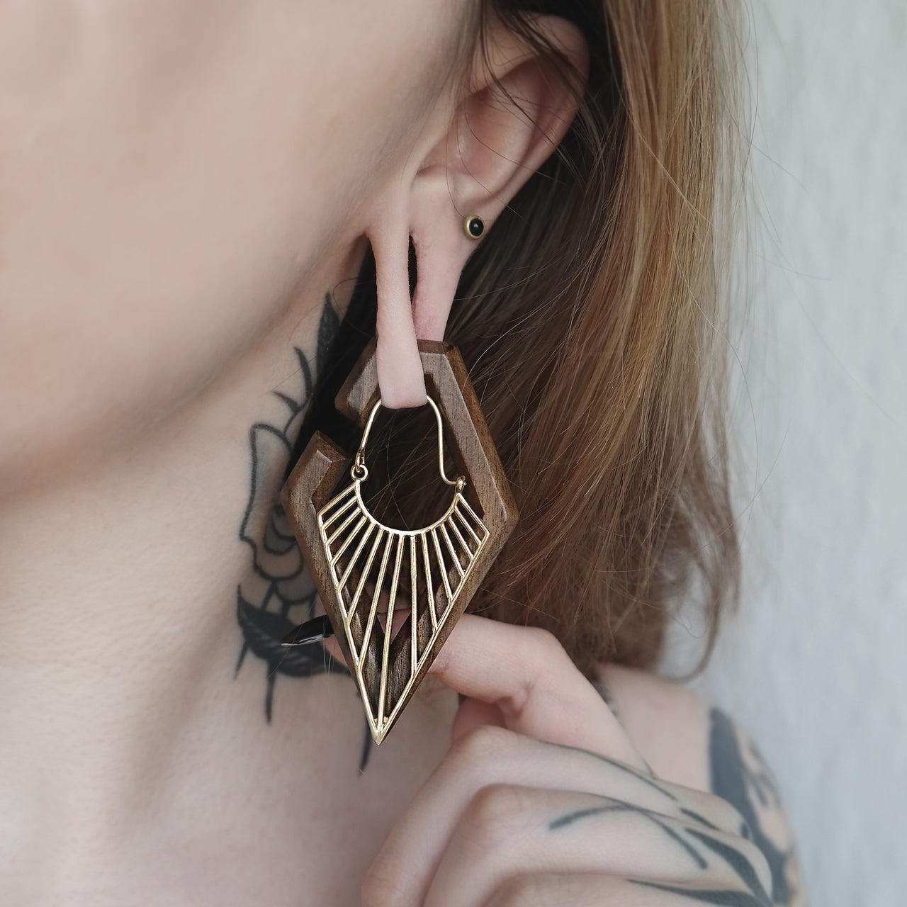 Gold Pointed Triangle Hoops #BE24 - Fux Jewellery