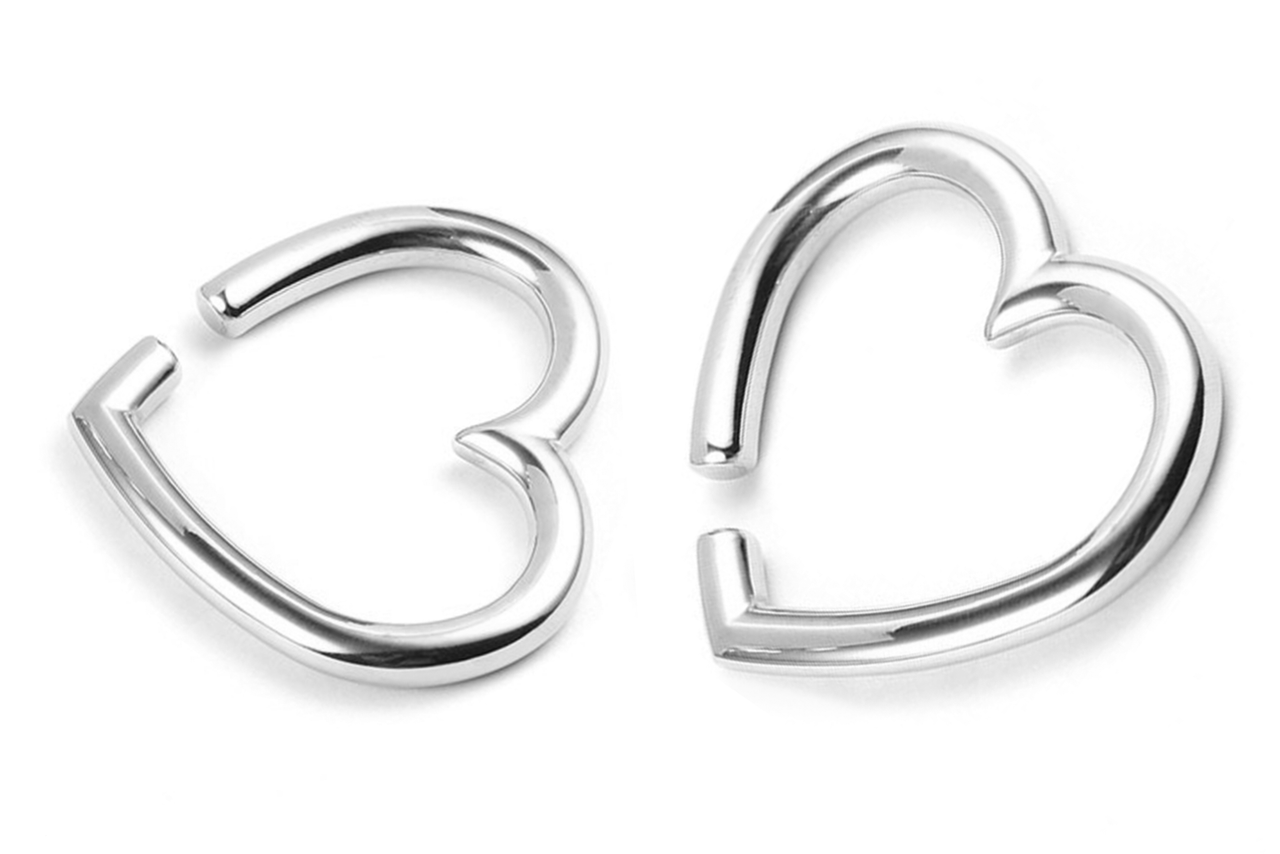 Silver Heart Ear Weights #EW38-S - Fux Jewellery