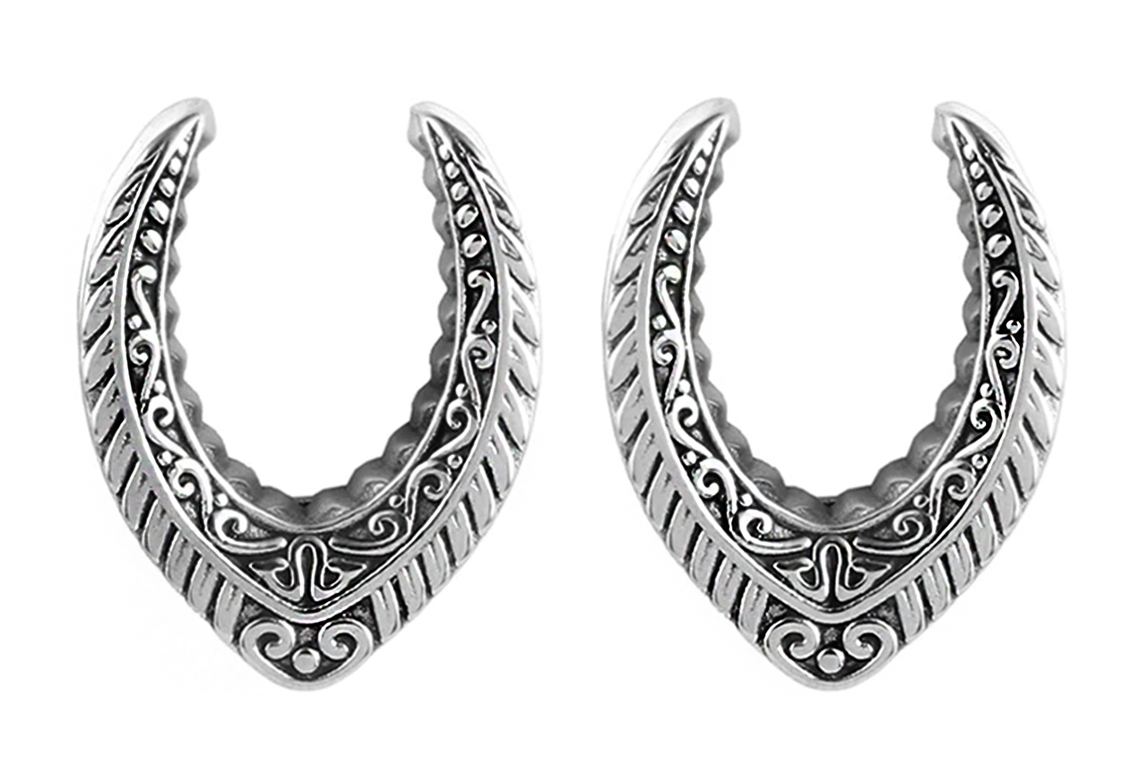Silver Ornate V-Shaped Saddle Weights #SW03-S - Fux Jewellery