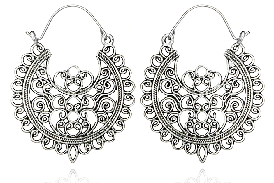 Silver Swan Hoops #BE39-S - Fux Jewellery