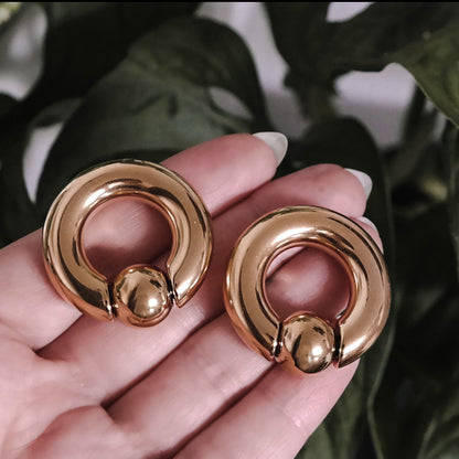 Gold Ball Closure Ring Ear Weights