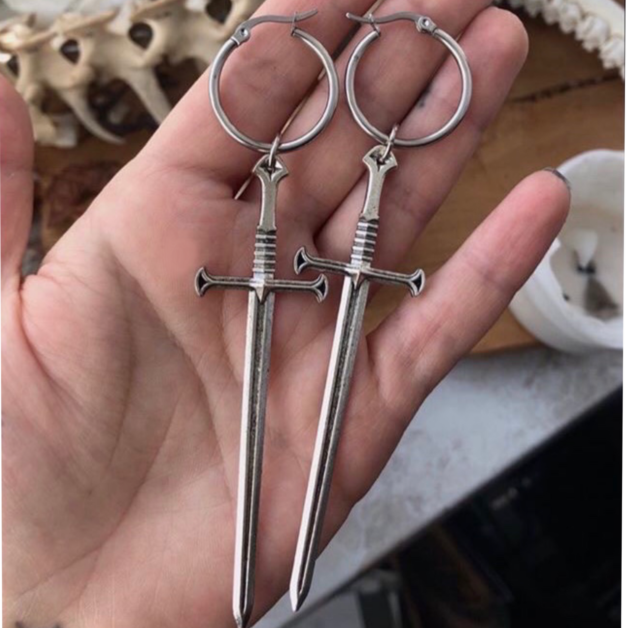 Silver Anduril Sword Hoops