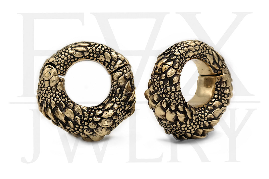 Golden Reptile Scale Ear Weights