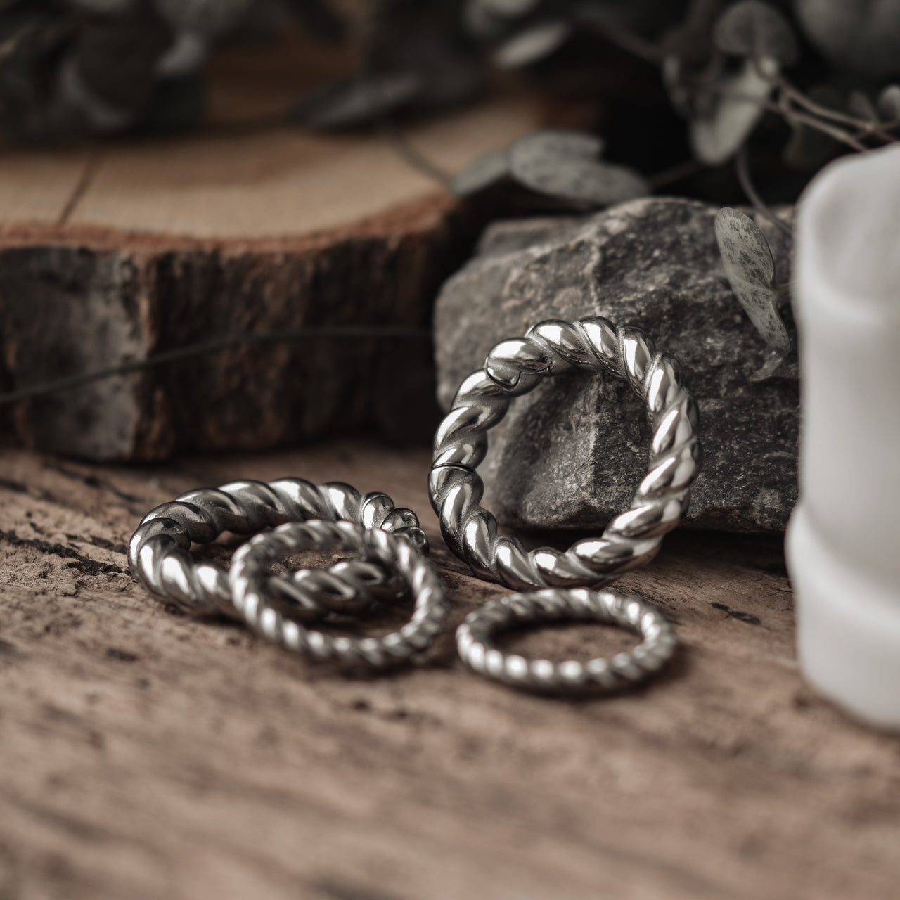 Silver Rope Clicker Ear Weights