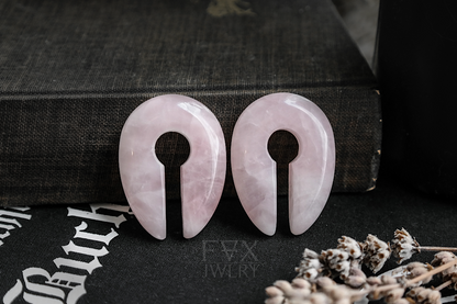 Rose Quartz Stone Keyhole Ear Weights