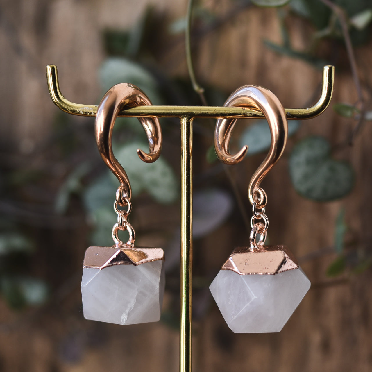 Rose Gold Crystal Ear Weights
