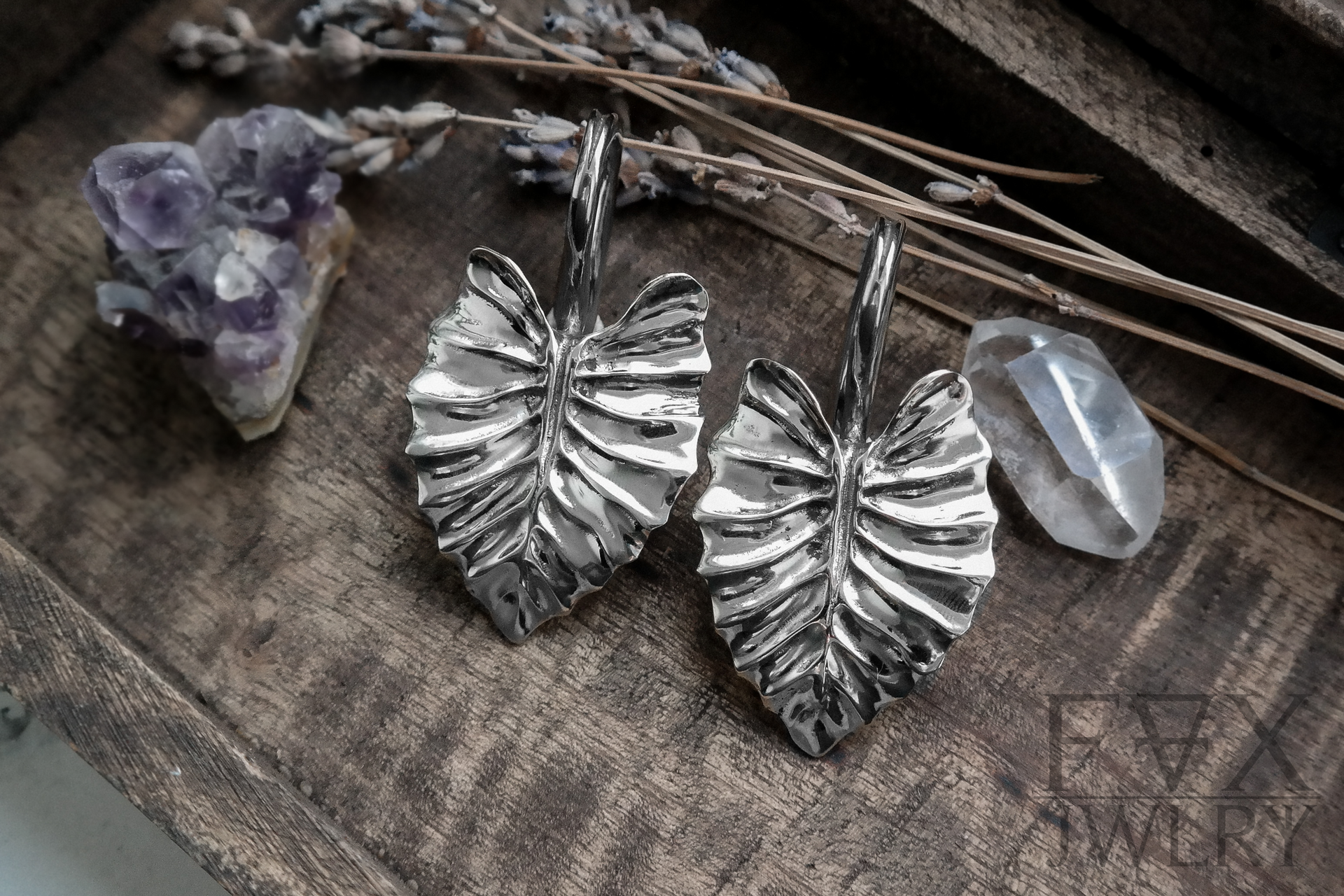 Silver Leaf Ear Weights | Fux Jewellery