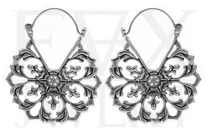 Silver Gothic Floral Earrings