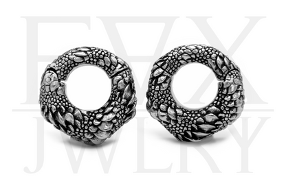 Silver Reptile Scale Ear Weights