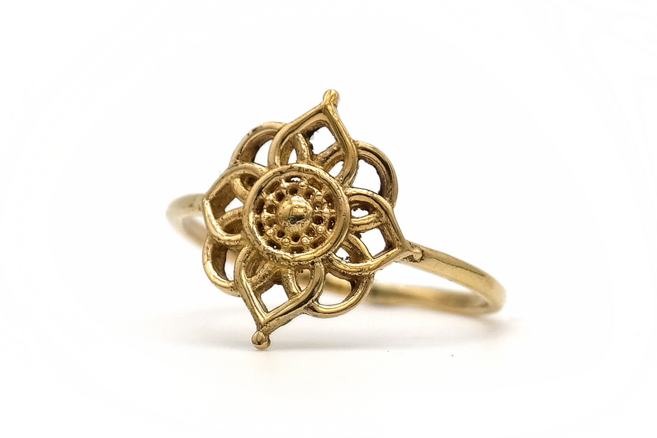 Golden Mandala Flower Ring