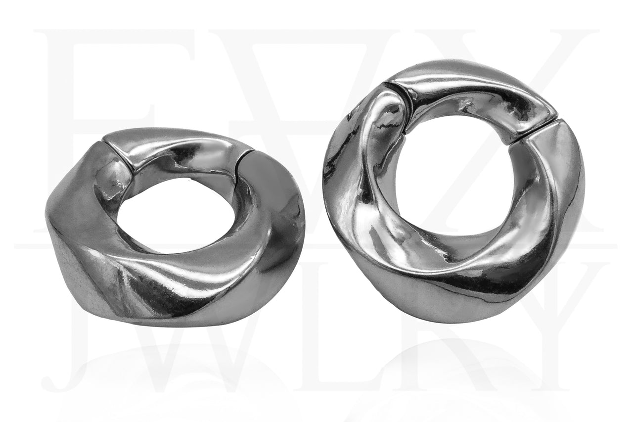 Silver Twisted Clicker Ear Weights