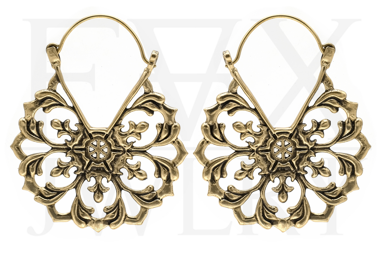 Golden Gothic Floral Earrings