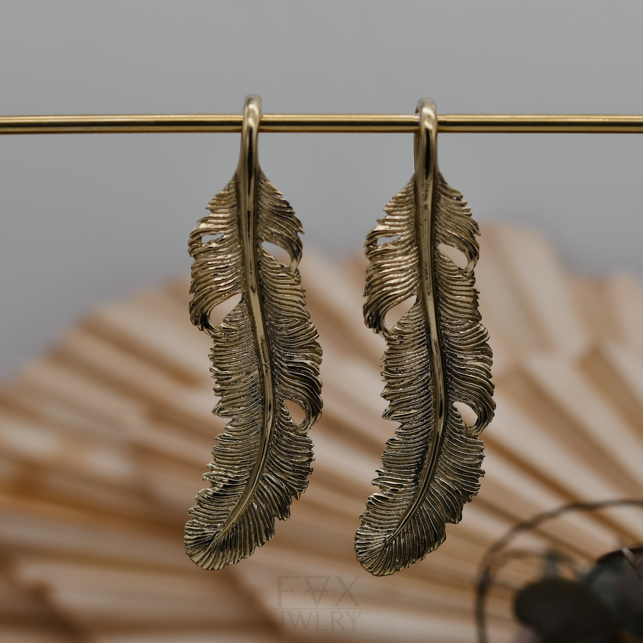 Golden Feather Ear Hangers