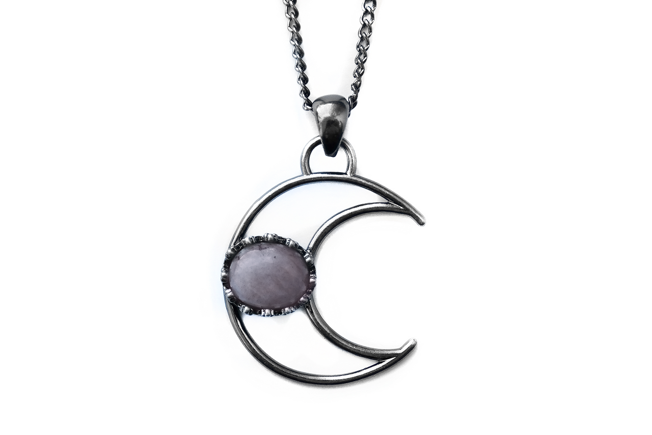 Crescent Moon Rose Quartz Necklace