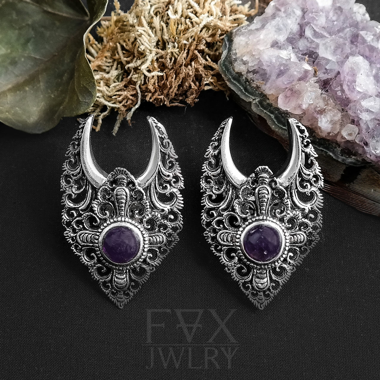 Silver Amethyst Saddle Weights