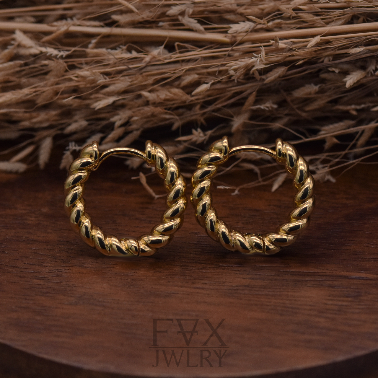 Golden Twisted Rope Huggie Earrings