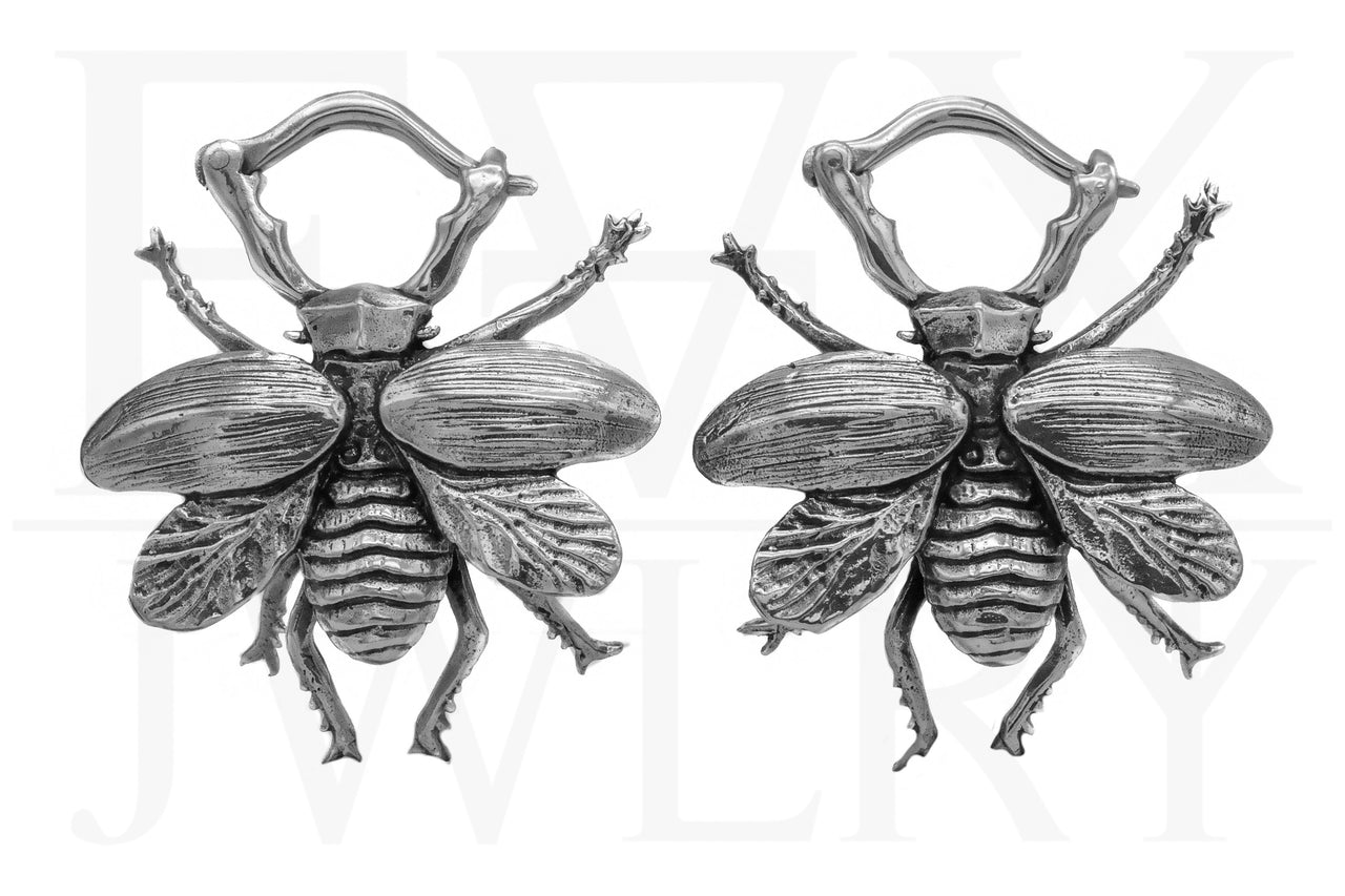 White Brass Beetle Ear Hangers