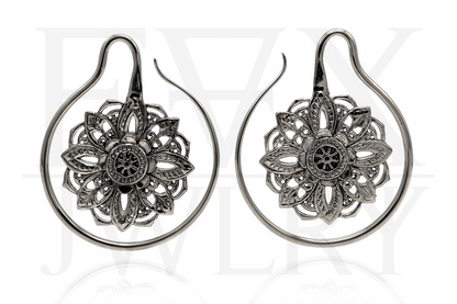 Silver Mandala Ear Hangers
