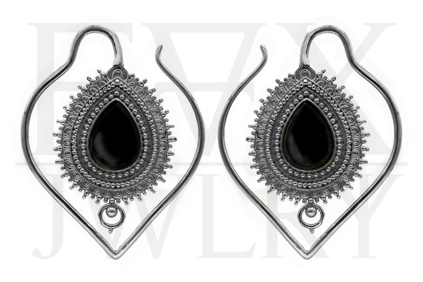 Silver Sacrament Ear Hangers - Onyx