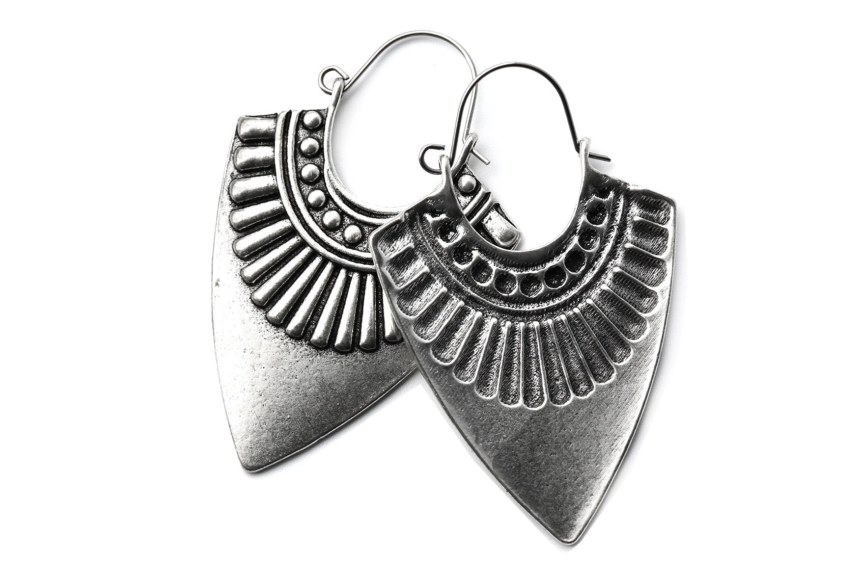 Silver Aztec Arrow Hoops #H46 - Fux Jewellery